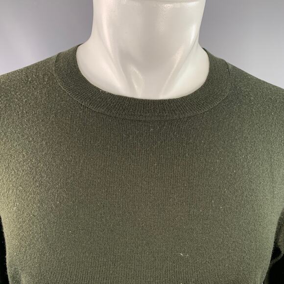 ODIN Size M Forest Green Knit Cashwool Faux Suede Crew Neck Pullover - Picture 5 of 8